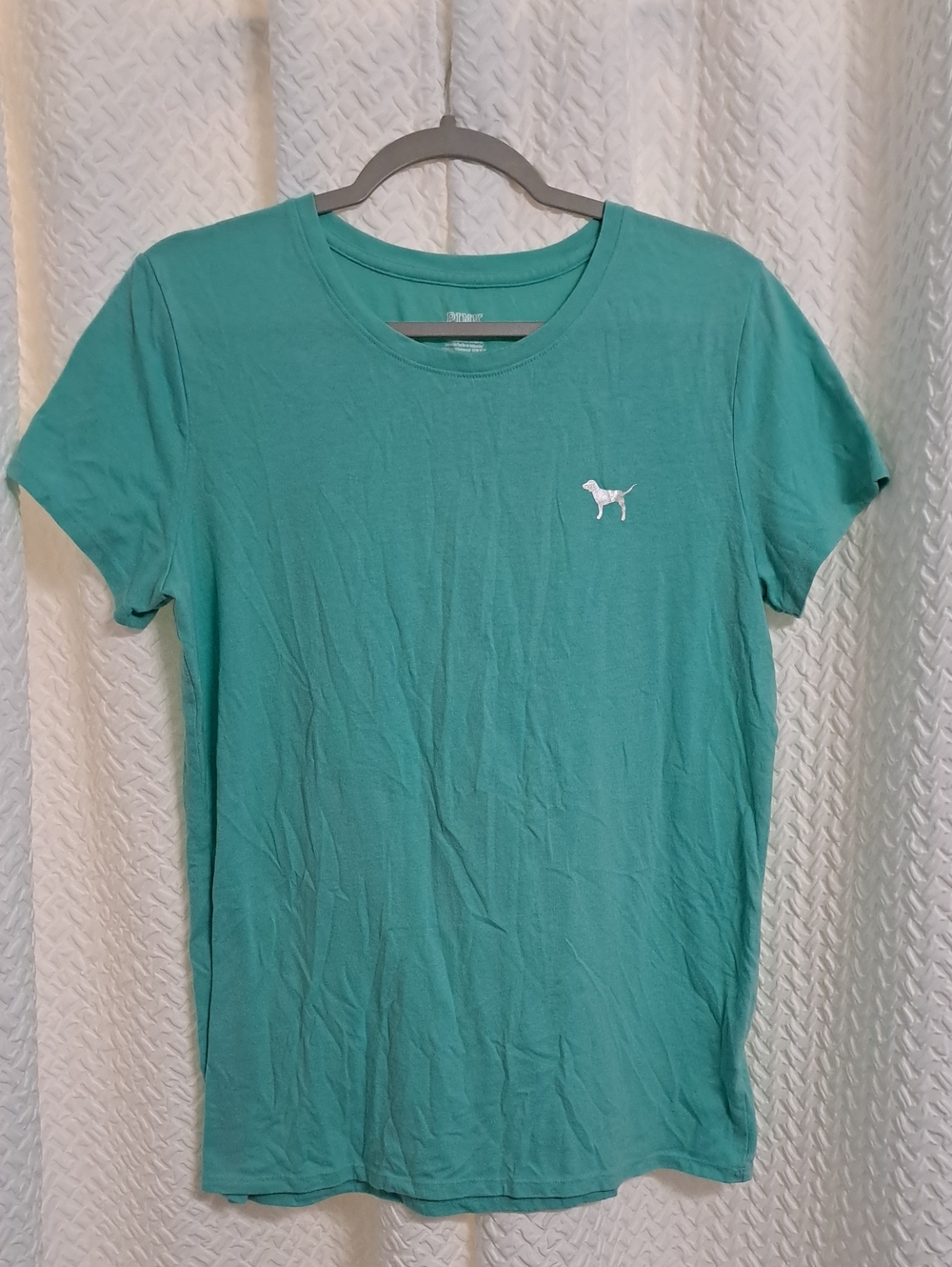 PINK Victoria's Secret Teal Short-Sleeve Crew Tee with Dog Logo